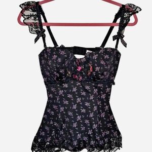 Floral Lace Trim Camisole Top